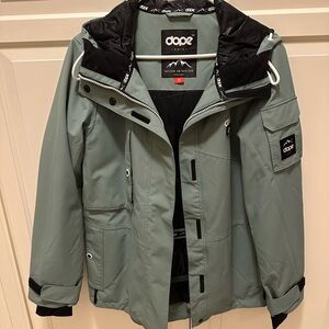 DOPE Ski & Snow Jacket Green Black High Collar